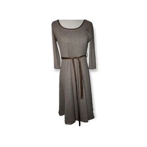 Signature By Robbie Bee Tan & Brown Flowy 3/4 Sleeve Dress PS